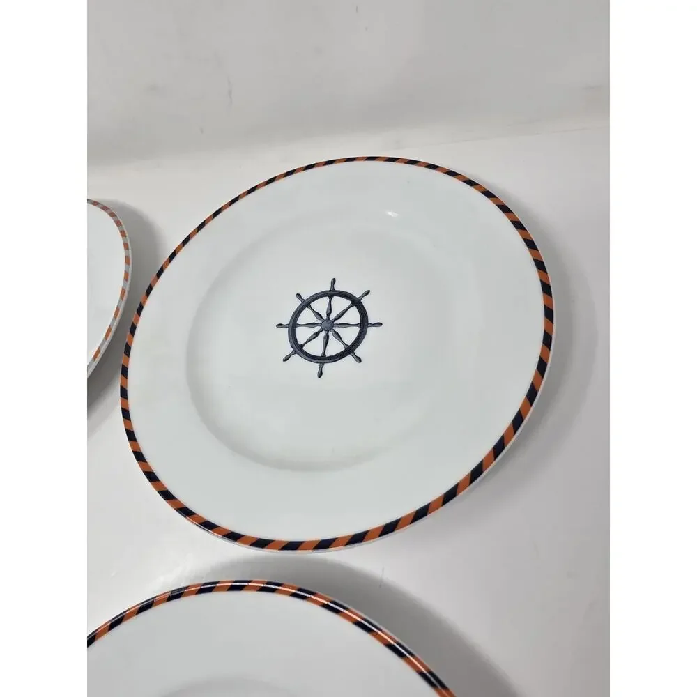 Pottery Barn Nantucket Nautical Glazed Stoneware Salad Plates 9